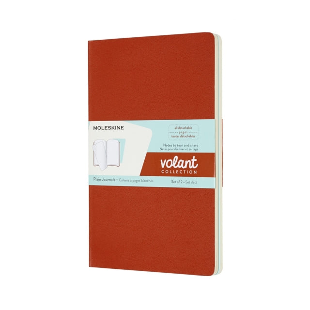 Moleskine Volant Journals Large Plain Coral Orange Aqua.Blue-8058647620534