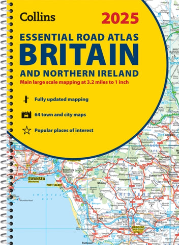 2025 Collins Essential Road Atlas Britain and Northern Ireland : A4 Spiral-9780008652906