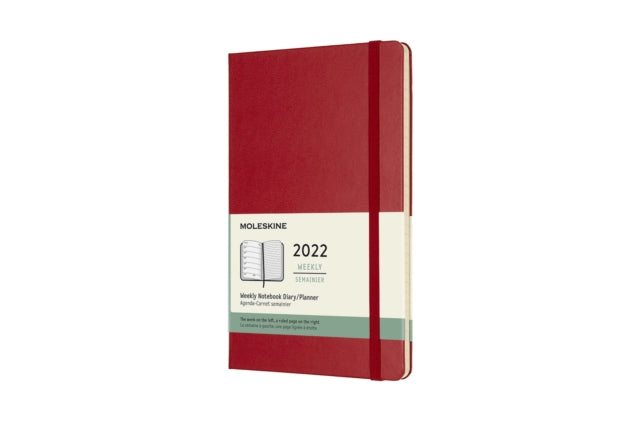 Moleskine 2022 12-Month Weekly Large Hardcover Notebook : Scarlet Red-8056420855777