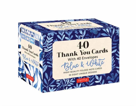 Blue & White, 40 Thank You Cards with Envelopes : (4 1/2 x 3 inch blank cards in 8 unique designs)-9780804854863