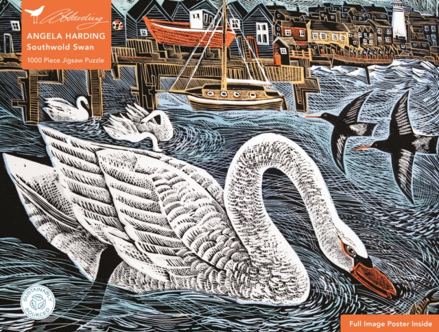 Adult Sustainable Jigsaw Puzzle Angela Harding: Southwold Swan : 1000-pieces. Ethical, Sustainable, Earth-friendly-9781839647901