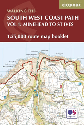 South West Coast Path Map Booklet - Vol 1: Minehead to St Ives : 1:25,000 OS Route Mapping-9781852849368