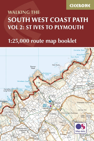 South West Coast Path Map Booklet - Vol 2: St Ives to Plymouth : 1:25,000 OS Route Mapping-9781852849375